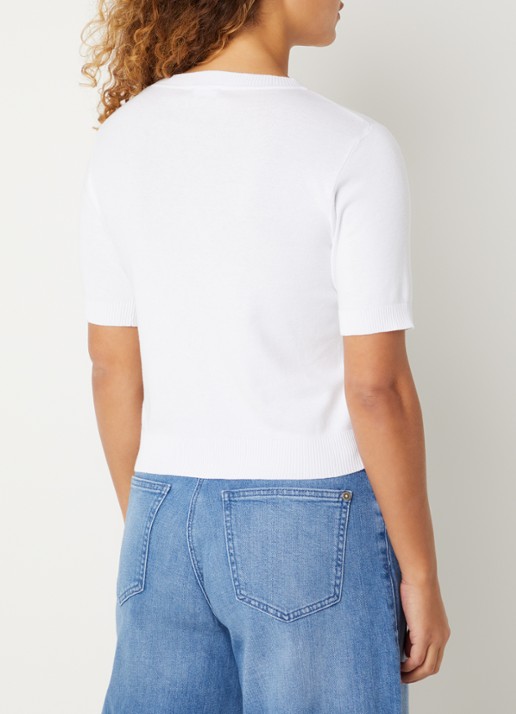 Benetton Fijngebreide pullover met ronde hals  - achterkant 3 wit