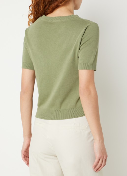 Benetton Fijngebreide pullover met ronde hals  - achterkant groen