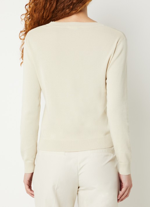 Benetton Fijngebreide pullover met ronde hals - achterkant zand