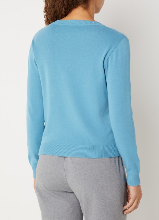 Benetton Fijngebreide pullover met ronde hals - achterkant 4 aquablauw