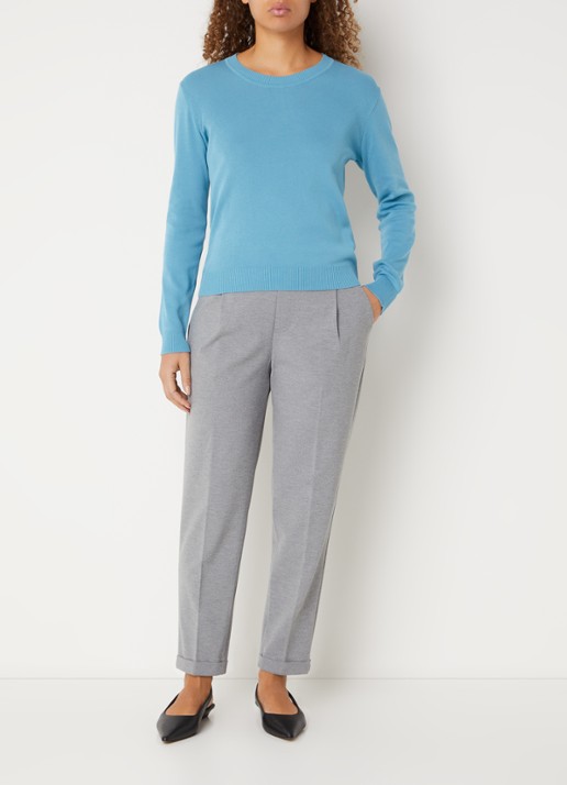 Benetton Fijngebreide pullover met ronde hals - voorkant 2 aquablauw