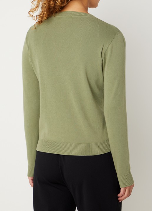 Benetton Fijngebreide pullover met ronde hals - achterkant 3 groen