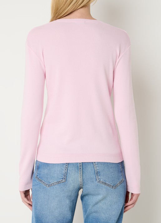 Benetton Fijngebreide pullover met V-hals - achterkant 3 oudroze