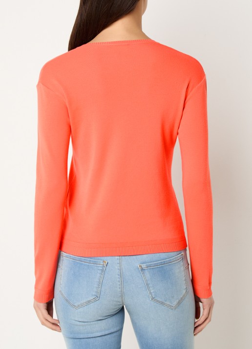 Benetton Fijngebreide pullover met V-hals - achterkant 2 orange
