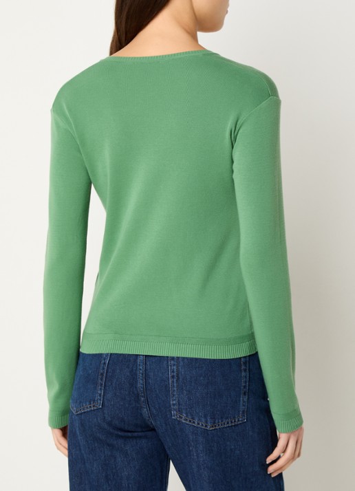 Benetton Fijngebreide pullover met V-hals - achterkant olijfgroen