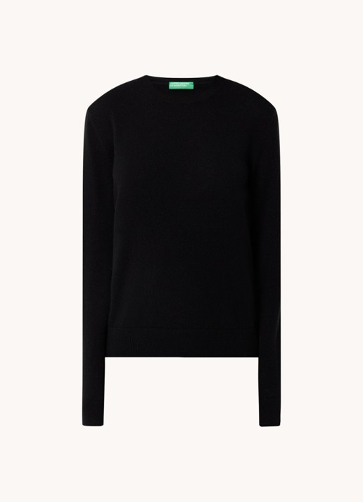 Benetton Fijngebreide pullover van kasjmier - voorkant 3 zwart