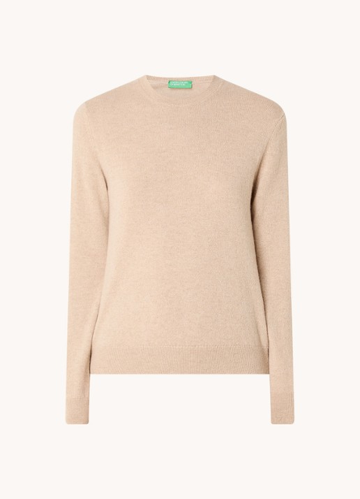 Benetton Fijngebreide pullover van kasjmier - voorkant zand