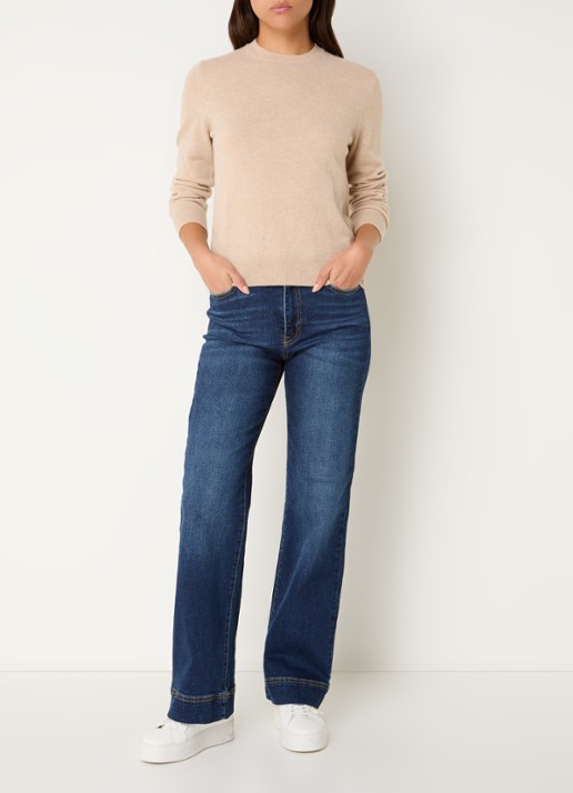 Benetton Fijngebreide pullover van kasjmier - voorkant 2 zand