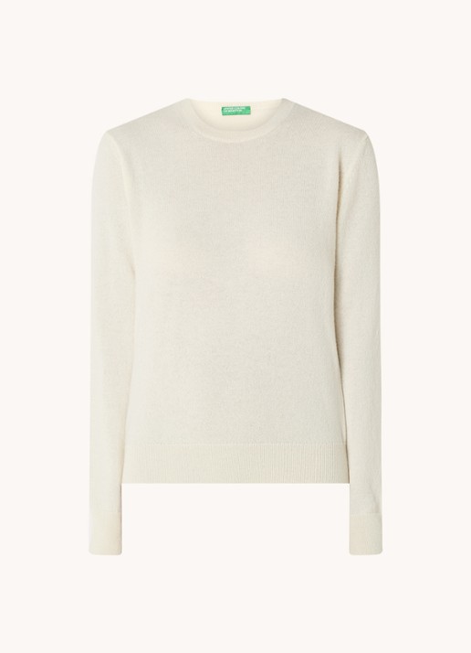 Benetton Fijngebreide pullover van kasjmier - voorkant ivoor
