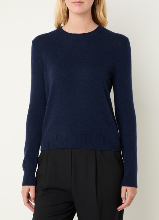 Benetton Fijngebreide pullover van kasjmier - detail 7 donkerblauw