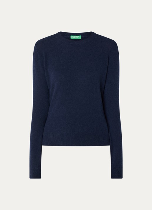 Benetton Fijngebreide pullover van kasjmier - voorkant 5 donkerblauw