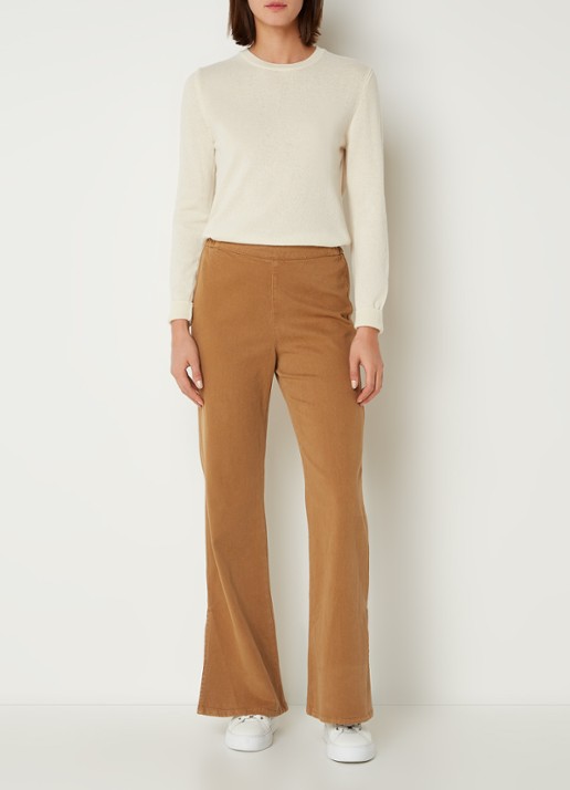 Benetton Fijngebreide pullover van merino wol - voorkant 2 creme