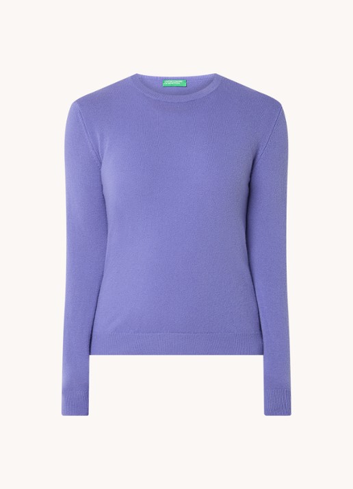 Benetton Fijngebreide pullover van merino wol - voorkant lavendel