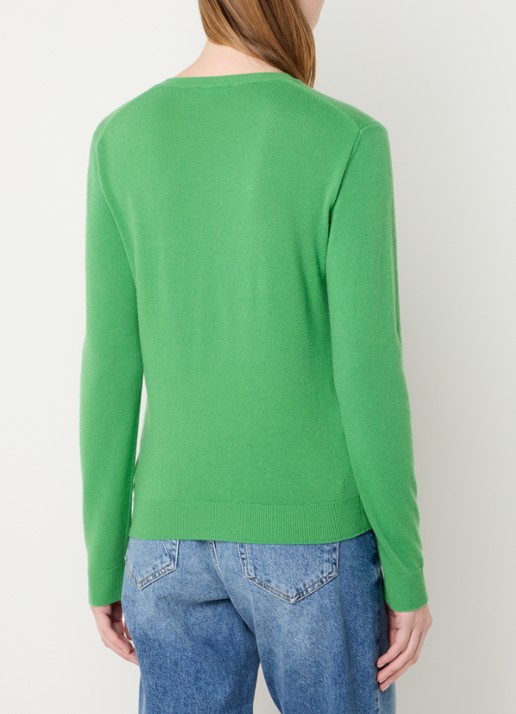 Benetton Fijngebreide pullover van merino wol - achterkant 3 neongroen