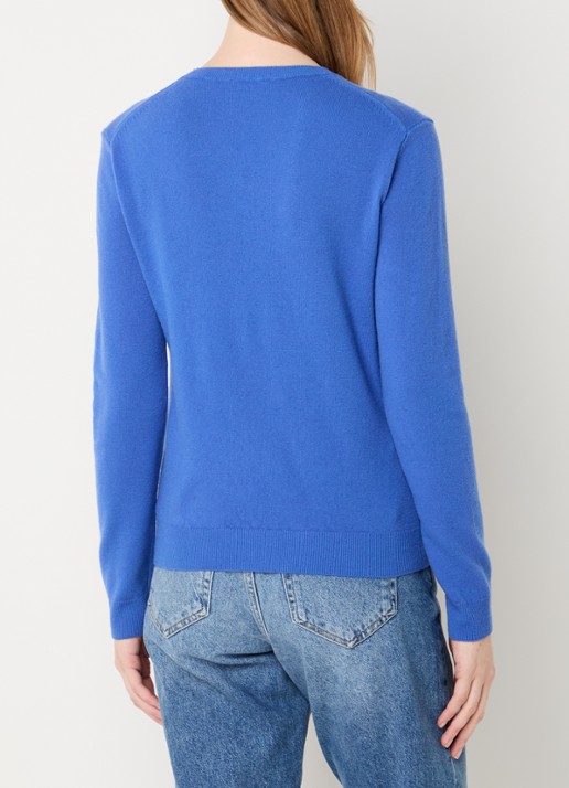 Benetton Fijngebreide pullover van merino wol - achterkant 3 blauw