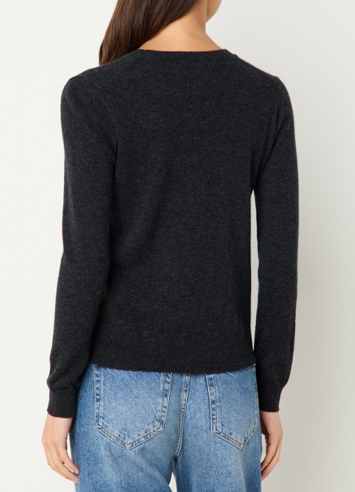 Benetton Fijngebreide pullover van merino wol - achterkant 7 antraciet