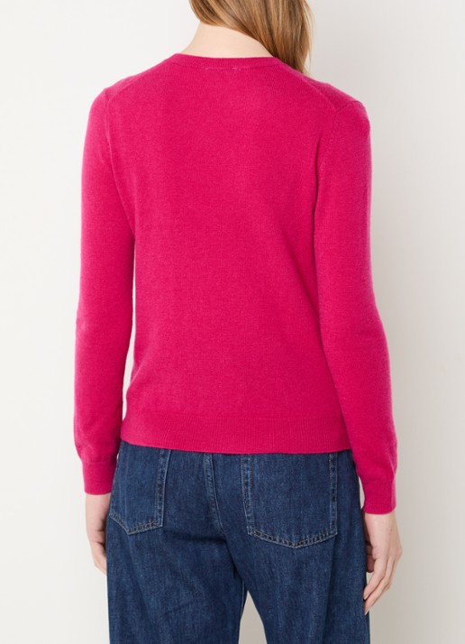 Benetton Fijngebreide pullover van merino wol - achterkant 4 fuchsia