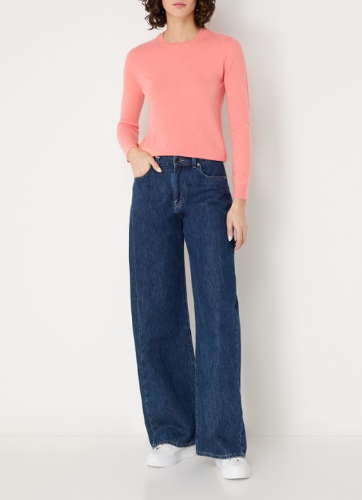 Benetton Fijngebreide pullover van merino wol - voorkant 3 abrikoos