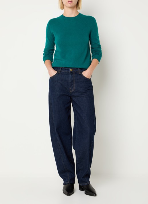 Benetton Fijngebreide pullover van merino wol - voorkant 2 donkerblauw
