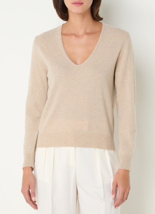 Benetton Fijngebreide pullover van scheerwol met V-hals