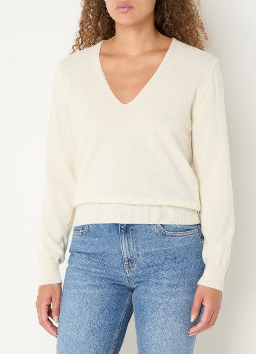 Benetton Fijngebreide pullover van scheerwol met V-hals
