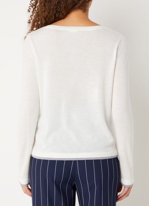Benetton Fijngebreide pullover van scheerwol - achterkant 2 creme
