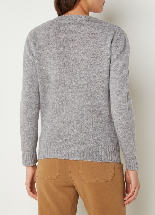 Benetton Fijngebreide pullover van wol - achterkant 3 lichtgrijs