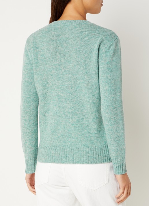 Benetton Fijngebreide pullover van wol - achterkant 4 turquoise