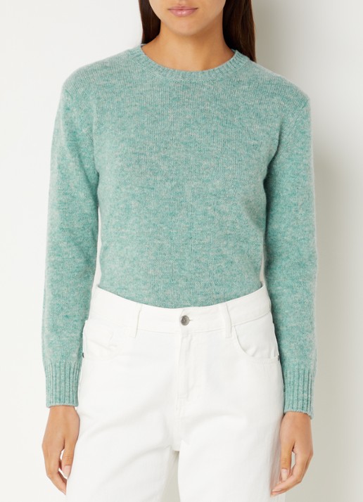 Benetton Fijngebreide pullover van wol - detail 3 turquoise