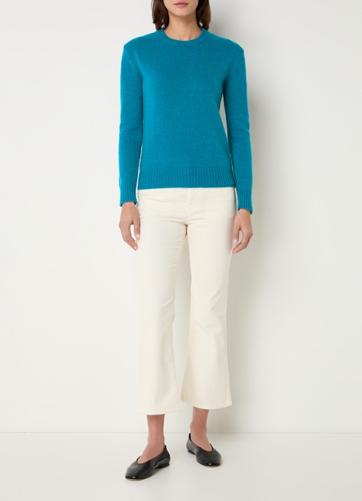 Benetton Fijngebreide pullover van wol - voorkant 2 blauw