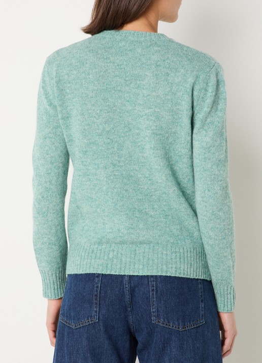 Benetton Fijngebreide pullover van wol - achterkant mint