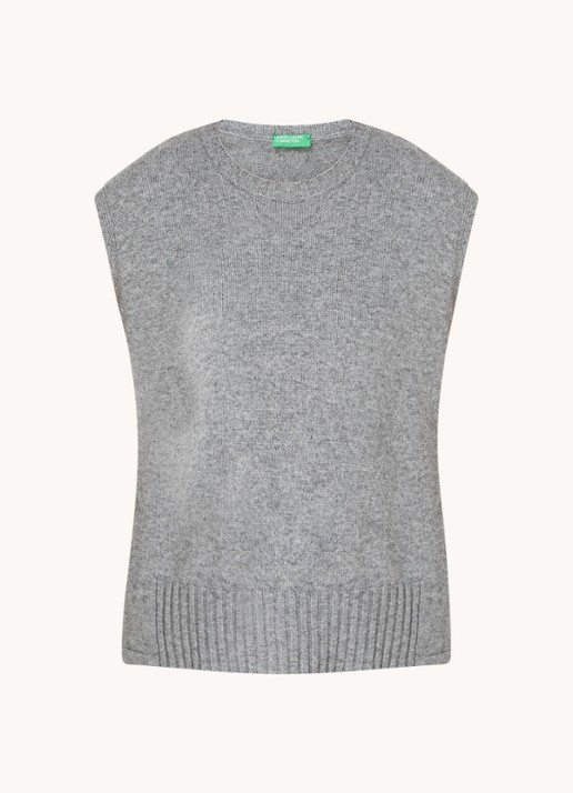 Benetton Fijngebreide spencer in wolblend met stretch - voorkant 3 grijs