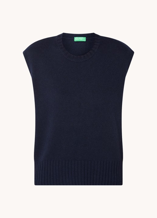 Benetton Fijngebreide spencer in wolblend met stretch - voorkant 2 donkerblauw