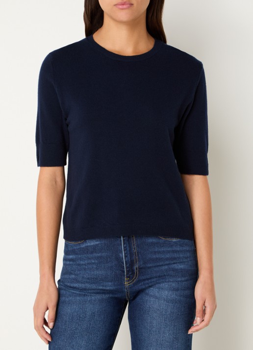 Benetton Fijngebreide top van scheerwol - detail 4 donkerblauw