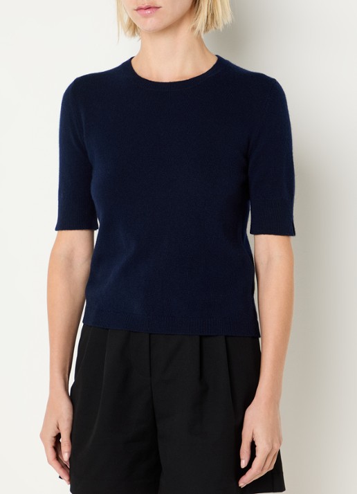 Benetton Fijngebreide top van scheerwol - detail 2 donkerblauw