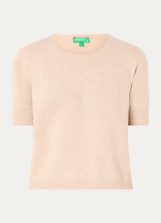 Benetton Fijngebreide top van scheerwol - voorkant 3 beige