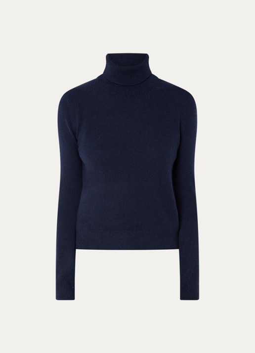 Benetton Fijngebreide trui van kasjmier met col - voorkant 2 royalblauw