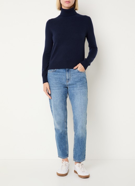 Benetton Fijngebreide trui van kasjmier met col - voorkant 3 royalblauw