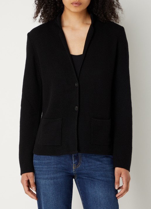 Benetton Gebreid vest in kasjmierblend met zakken - detail 2 zwart