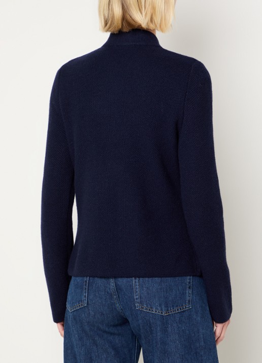 Benetton Gebreid vest in kasjmierblend met zakken - achterkant 5 donkerblauw
