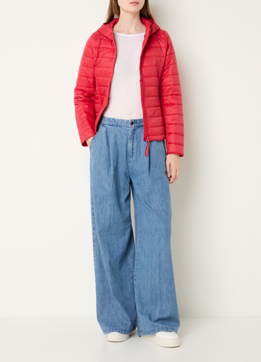 Benetton Gewatteerd jack met waterafstotende coating - voorkant 2 koraalrood