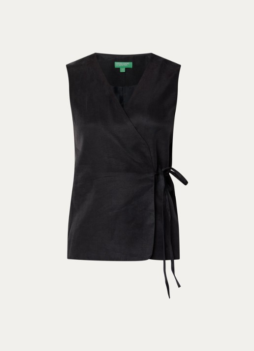 Benetton Gilet met strikceintuur - voorkant 3 zwart