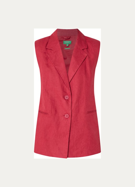 Benetton Gilet van linnen - voorkant kersenrood