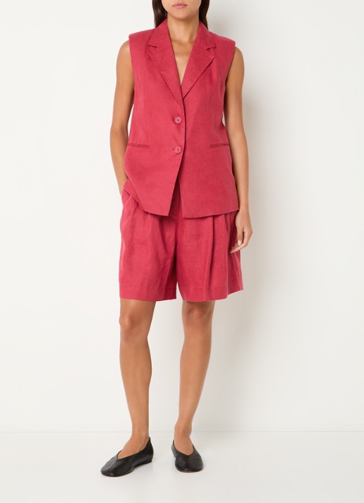 Benetton Gilet van linnen - voorkant 2 kersenrood