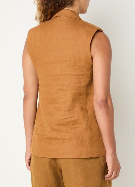 Benetton Gilet van linnen - achterkant 4 camel