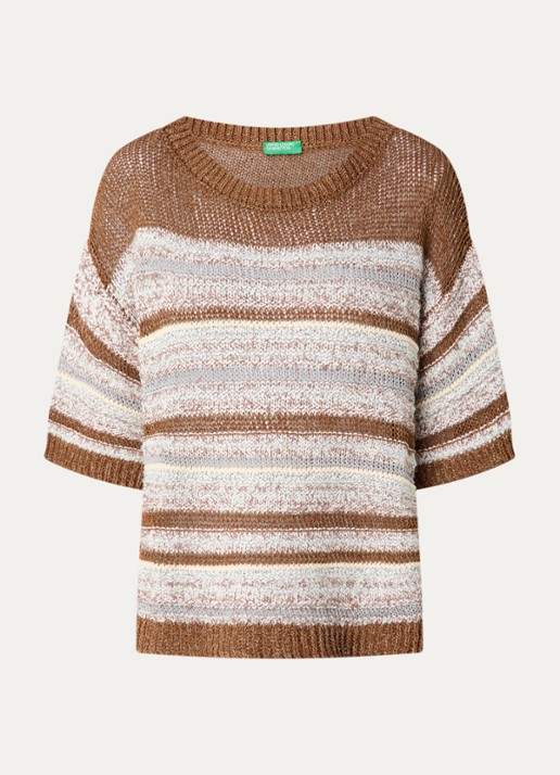 Benetton Grofgebreide trui met streepprint en lurex