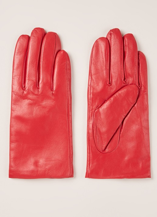 Benetton Handschoenen van schapenleer - voorkant 2 koraalrood