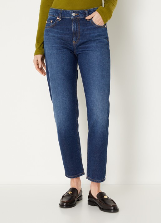 Benetton High waist cropped straight leg jeans met medium wassing