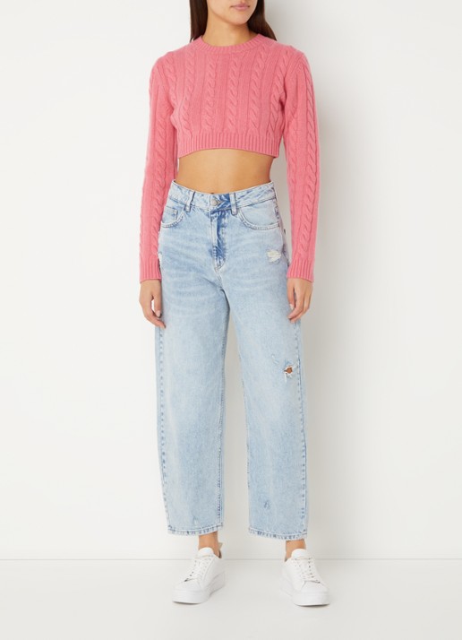 Benetton High waist cropped straight leg jeans - voorkant 4 indigo