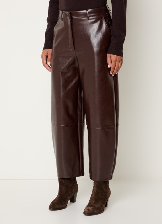 Benetton High waist cropped tapered fit broek van imitatieleer